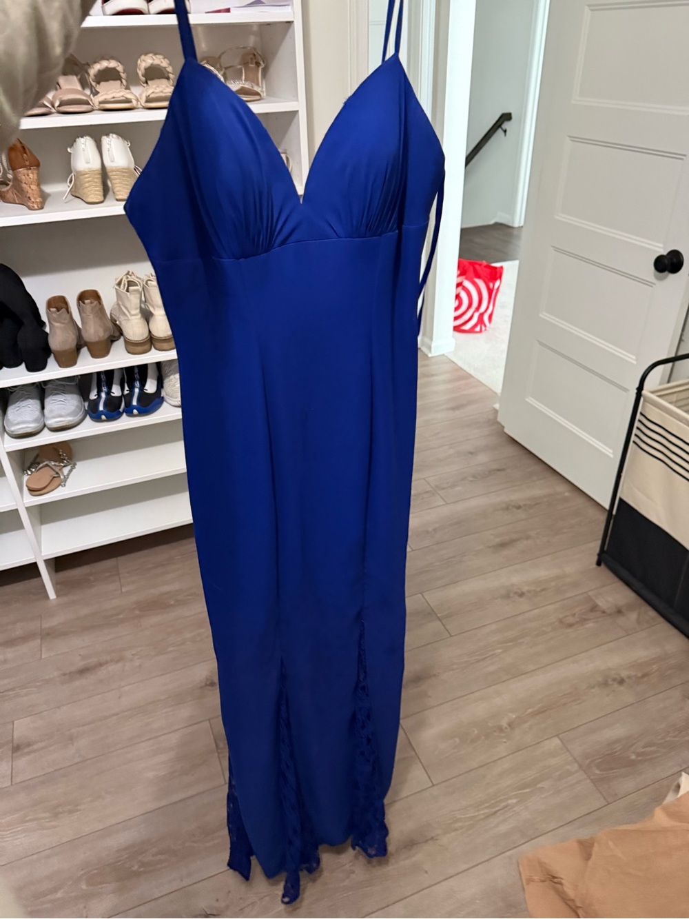 Strapless Cobalt Blue Evening Gown